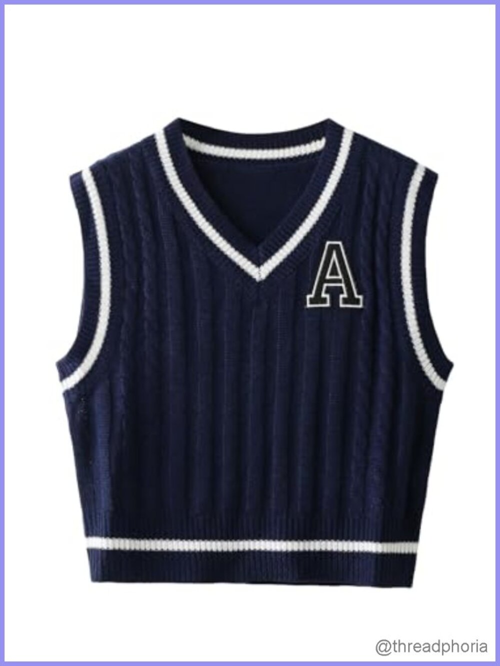 Women's V-Neck Sleeveless Sweater Vest Knit Top Striped Trim Casual
